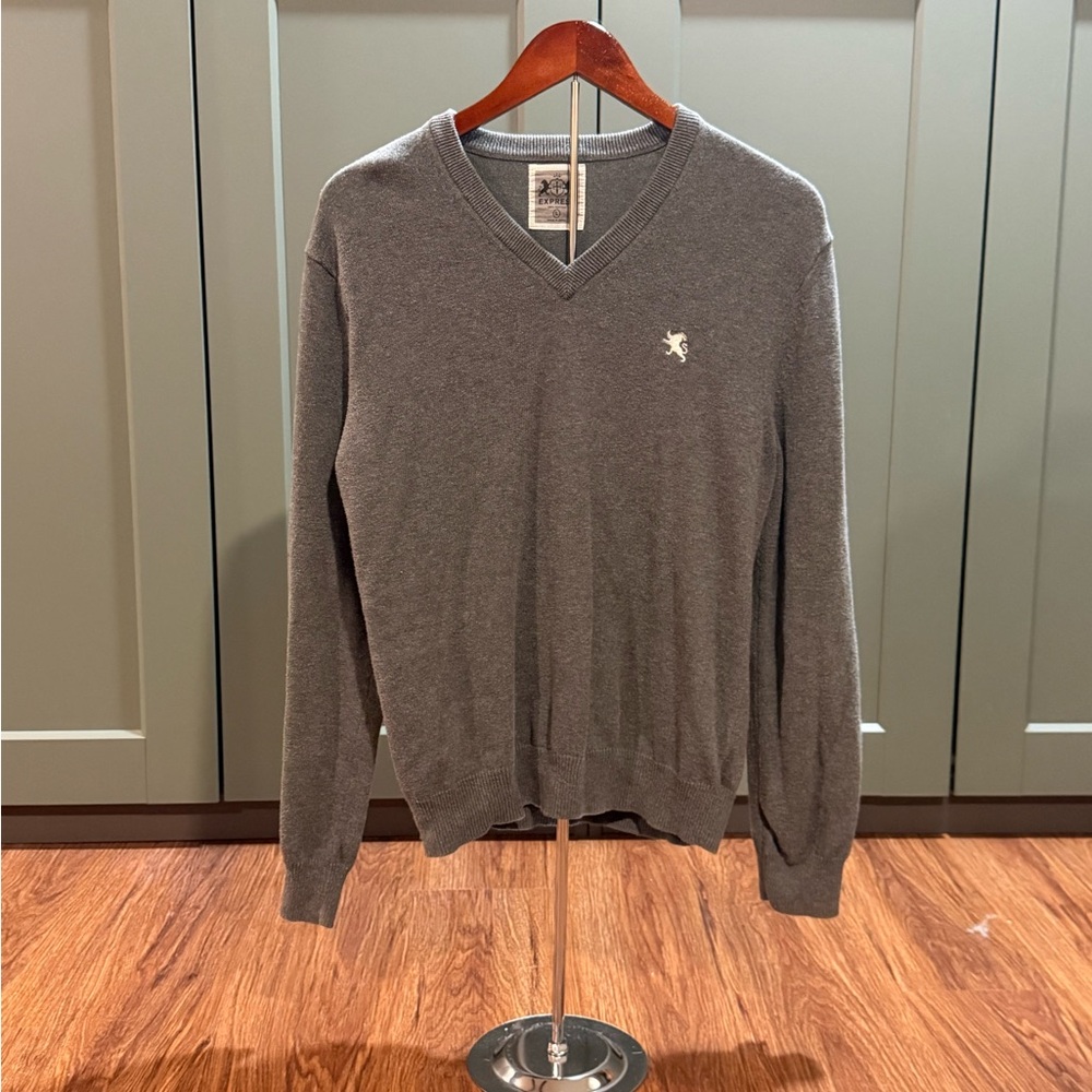 Express Charcoal V-Neck Sweater for Men